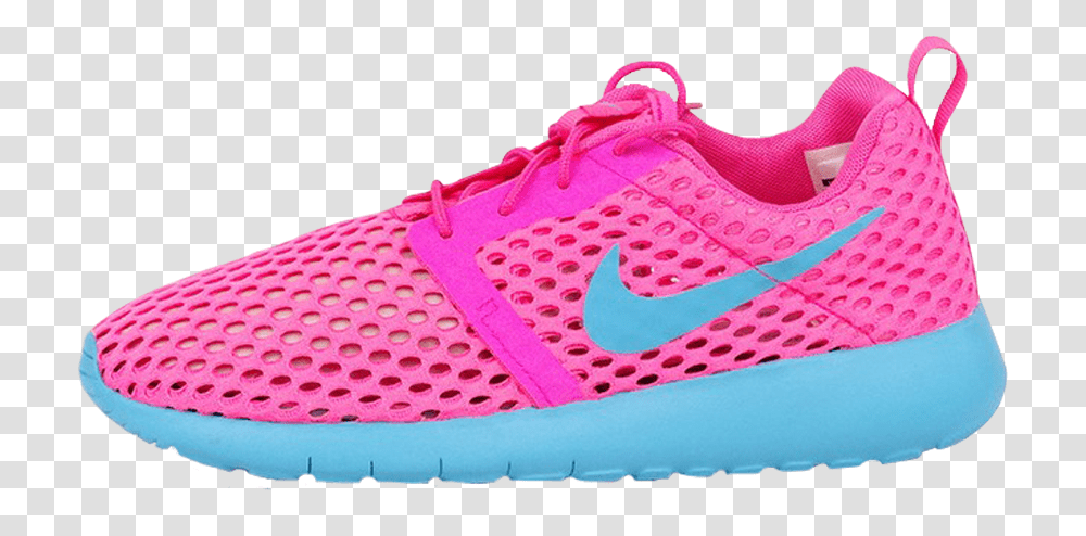 Nike Roshe One Flight Weight Gs Pink Blast Gamma Blue Sneakers, Shoe, Footwear, Clothing, Apparel Transparent Png