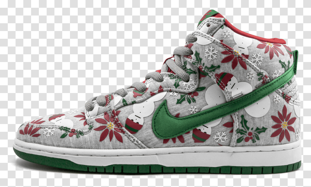 Nike Sb Dunk High Prm Cncpts Ugly Christmas Sweater Nike Christmas, Clothing, Apparel, Shoe, Footwear Transparent Png