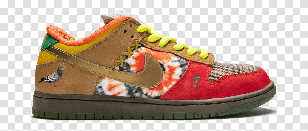 Nike Sb Dunk Low What The Dunk 141 2007 Release Skate Shoe, Footwear, Apparel, Bird Transparent Png