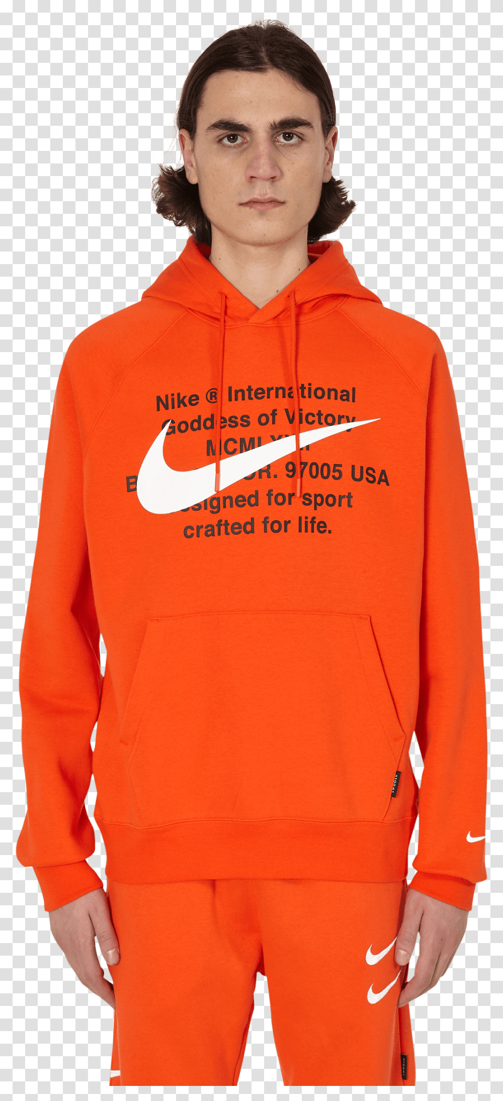 Nike Sportswear Hooded Sweatshirt Nike Swoosh Hoodie Orange, Clothing, Apparel, Sweater, Sleeve Transparent Png