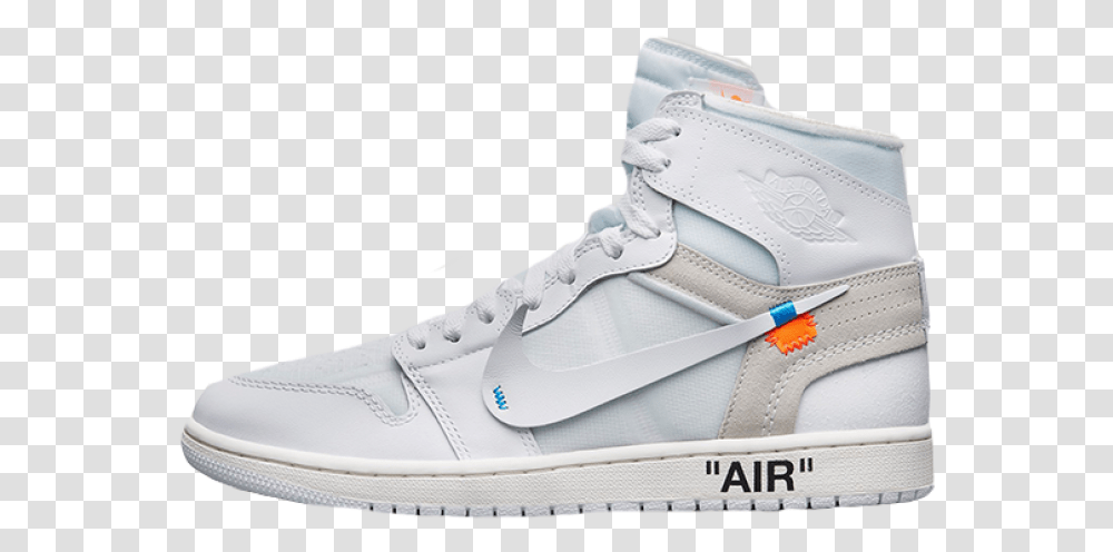 Nike X Off White Jordan 1 White, Shoe, Footwear, Apparel Transparent Png
