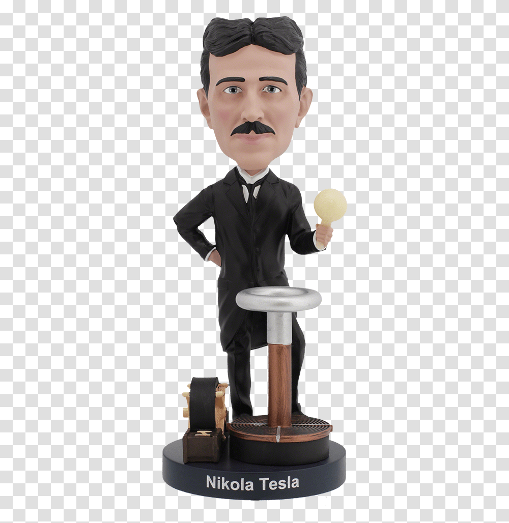 Nikola Tesla Bobblehead Tesla Bobblehead, Suit, Overcoat, Person Transparent Png