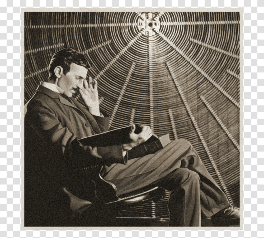 Nikola Tesla, Person, Human, Spider Web, Reading Transparent Png