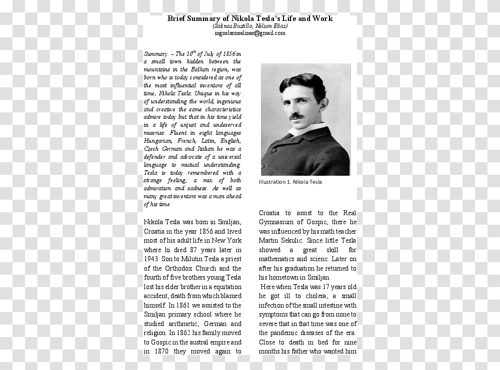 Nikola Tesla, Person, Human, Newspaper Transparent Png