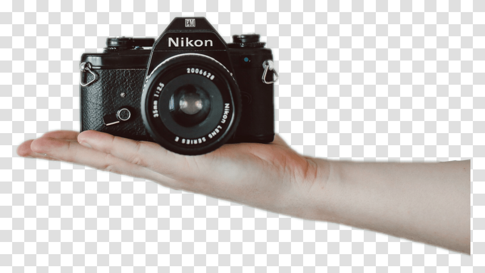 Nikon Camera Hand Ftestickers Camera, Electronics, Person, Human, Digital Camera Transparent Png