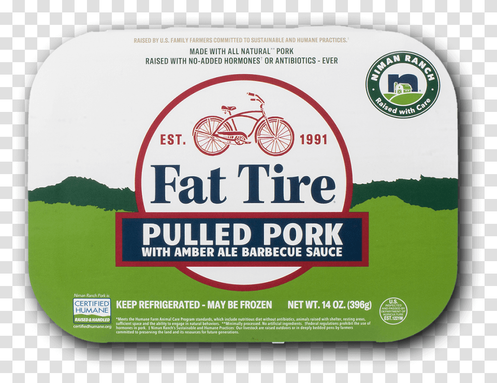 Niman Ranch Fat Tire Pulled Pork Image Number Grass, Bicycle, Label, Plant Transparent Png