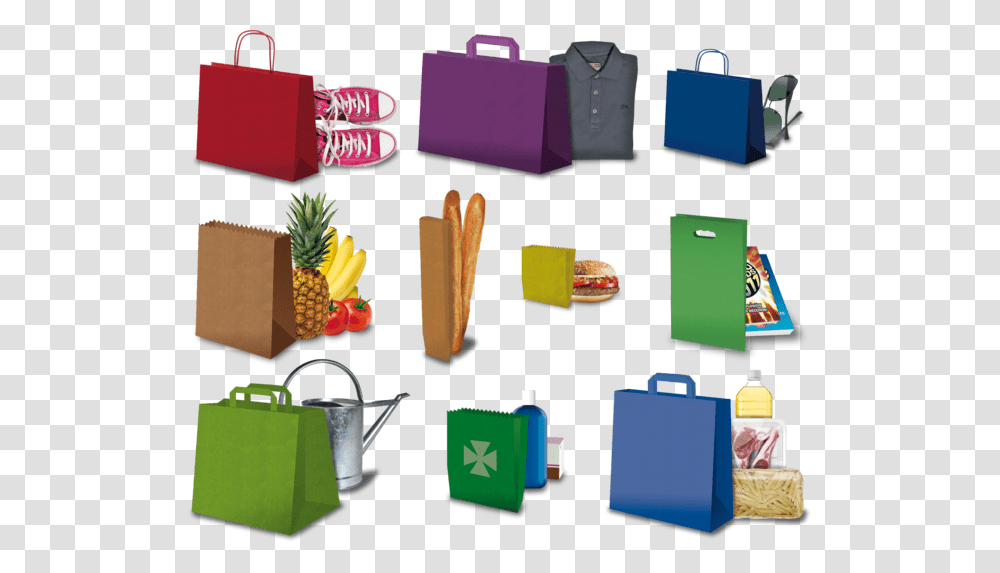 Nine Different Paper Bag Forms And Usages With Different Different Kinds Of Paper Bags, Pineapple, Fruit, Plant, Food Transparent Png