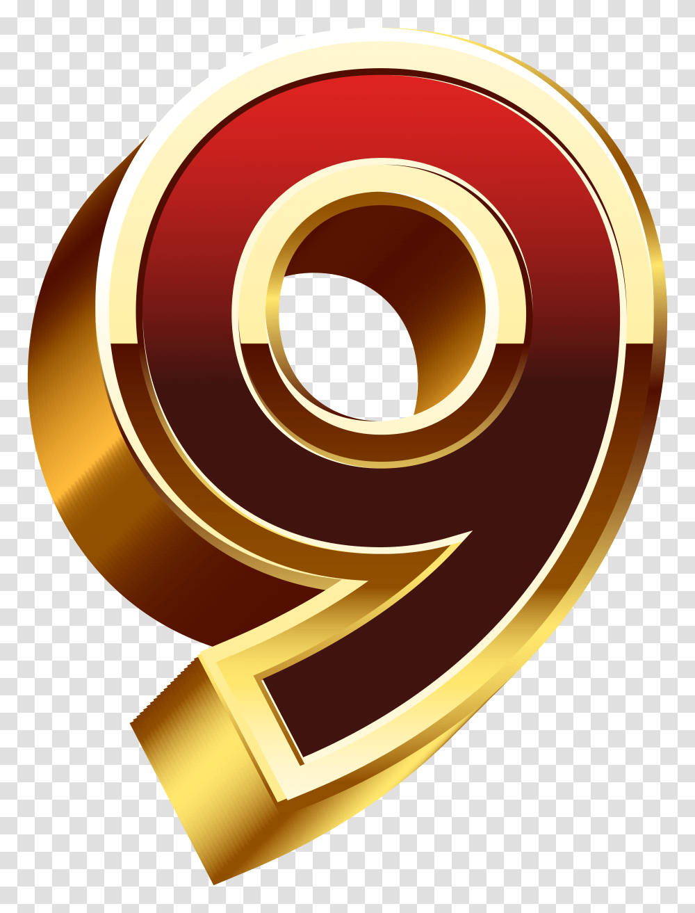 Nine Gold Red Number Clip, Logo, Trademark Transparent Png