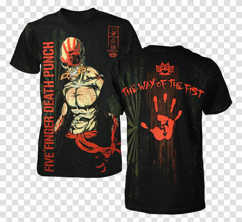 Ninja All Over Tee Five Finger Death Punch Hand Print, Apparel, T-Shirt, Sleeve Transparent Png