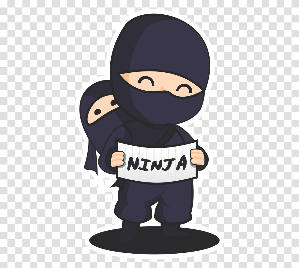 Ninja Baby Parent Cartoon Japan Character Cool Cute Ninja, Label, Helmet, Hand Transparent Png