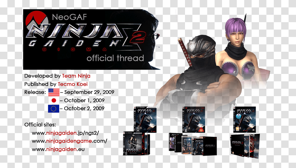 Ninja Gaiden Sigma 2 Download Ninja Gaiden Sigma, Person, Human, Advertisement, Poster Transparent Png
