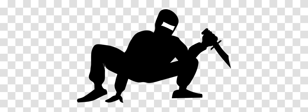 Ninja Hiding Vector Image, Gray, Silhouette Transparent Png
