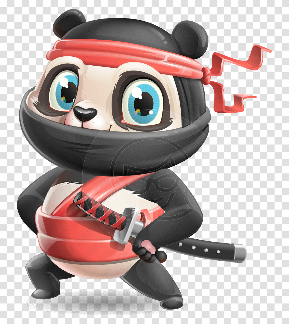 Ninja Panda Vector Cartoon Character Ninja Panda, Helmet, Apparel, Toy Transparent Png