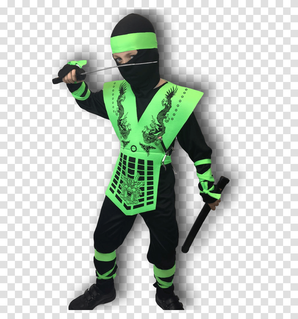 Ninja Scroll Kids Green Ninja Costume, Person, Human, Shoe, Footwear Transparent Png