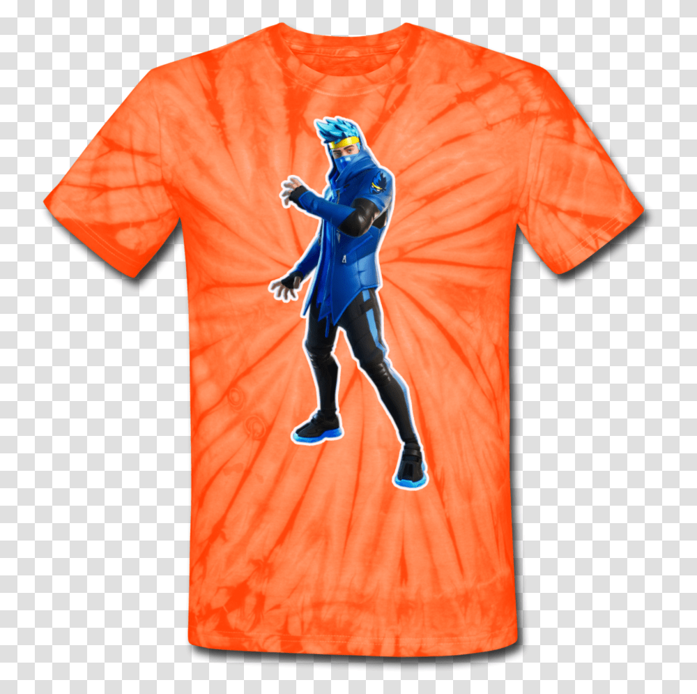 Ninja Tie Dyenomite Fortnite Video Game T Shirt, Clothing, Apparel, Person, Human Transparent Png