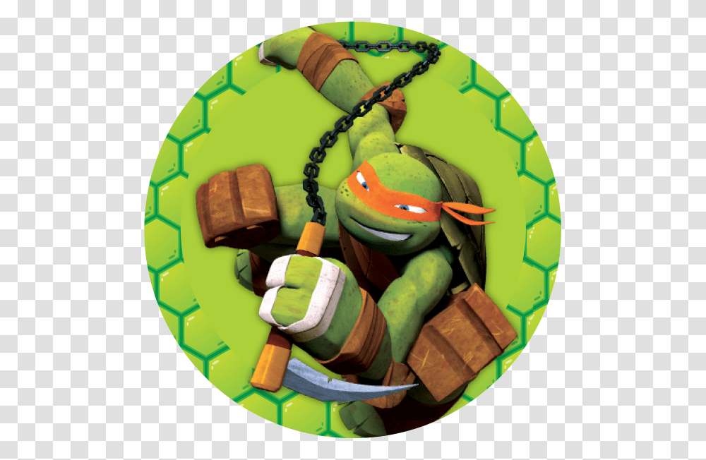 Ninja Turtles Toppers Or Free Printable Candy Bar Tmnt 2012 Mikey, Green, Soil, Dessert, Food Transparent Png