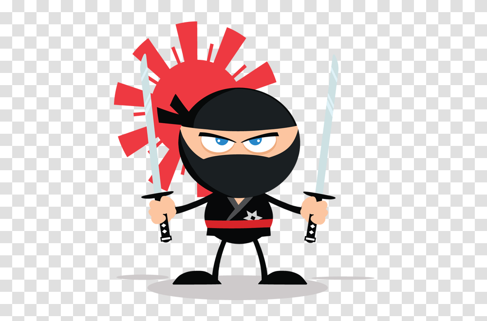 Ninja Warrior Cartoon Mascot Character With Two Katana, Person, Human, Poster, Advertisement Transparent Png