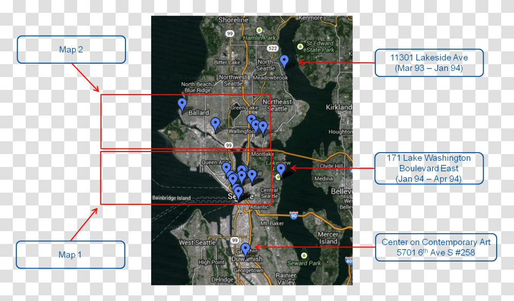 Nirvana Seattle Tour Kurt Cobain Map Seattle, Plot, Diagram, GPS, Electronics Transparent Png