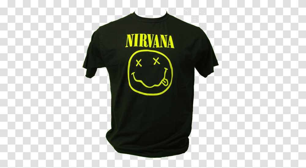Nirvana Smiley Full Size Download Seekpng Nirvana Logo, Clothing, Apparel, T-Shirt, Person Transparent Png
