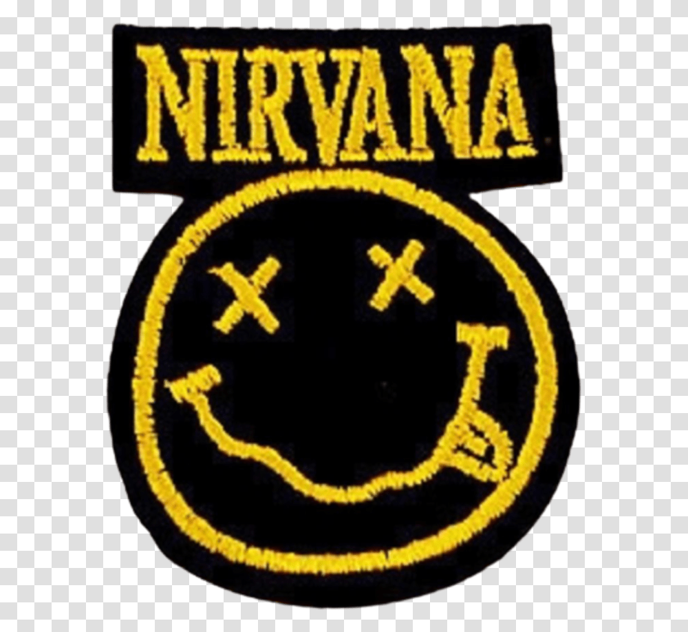 Nirvana Smiley Logo Patch Nirvana, Symbol, Trademark, Text, Rug Transparent Png