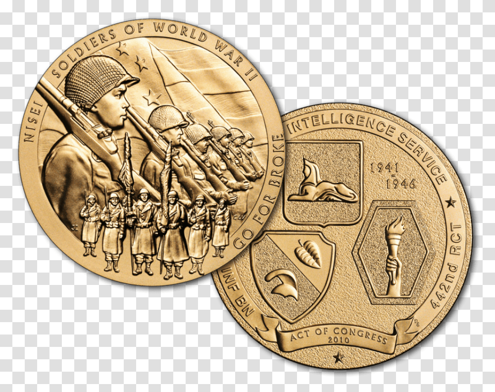 Nisei Soldier Congressional Gold Medal Digital Exhibition, Coin, Money, Person, Human Transparent Png