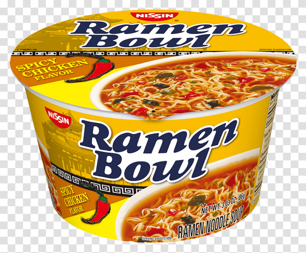 Nissin Ramen Bowl Spicy Chicken Flavor Convenience Food, Pasta, Tin, Dessert, Noodle Transparent Png