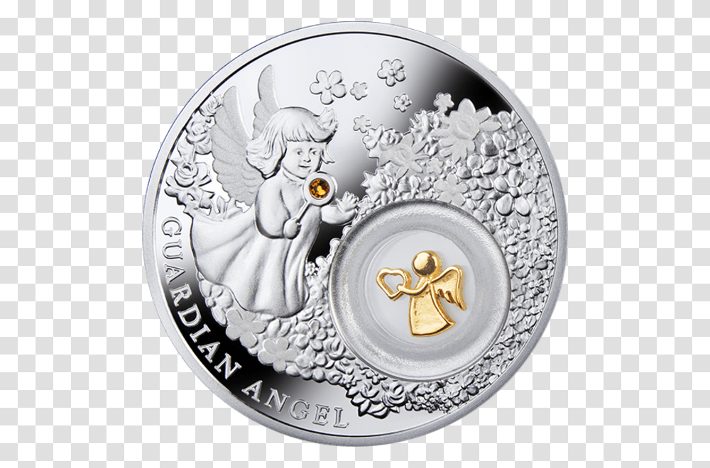 Niue 2014 2 Guardian Angel Proof Silver Coin Monnaie Niue 2018 Guardian Angel, Money, Nickel, Person, Human Transparent Png