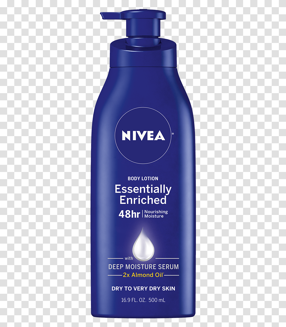 Nivea Essentially Enriched Body Lotion, Bottle, Aluminium, Shampoo, Tin Transparent Png