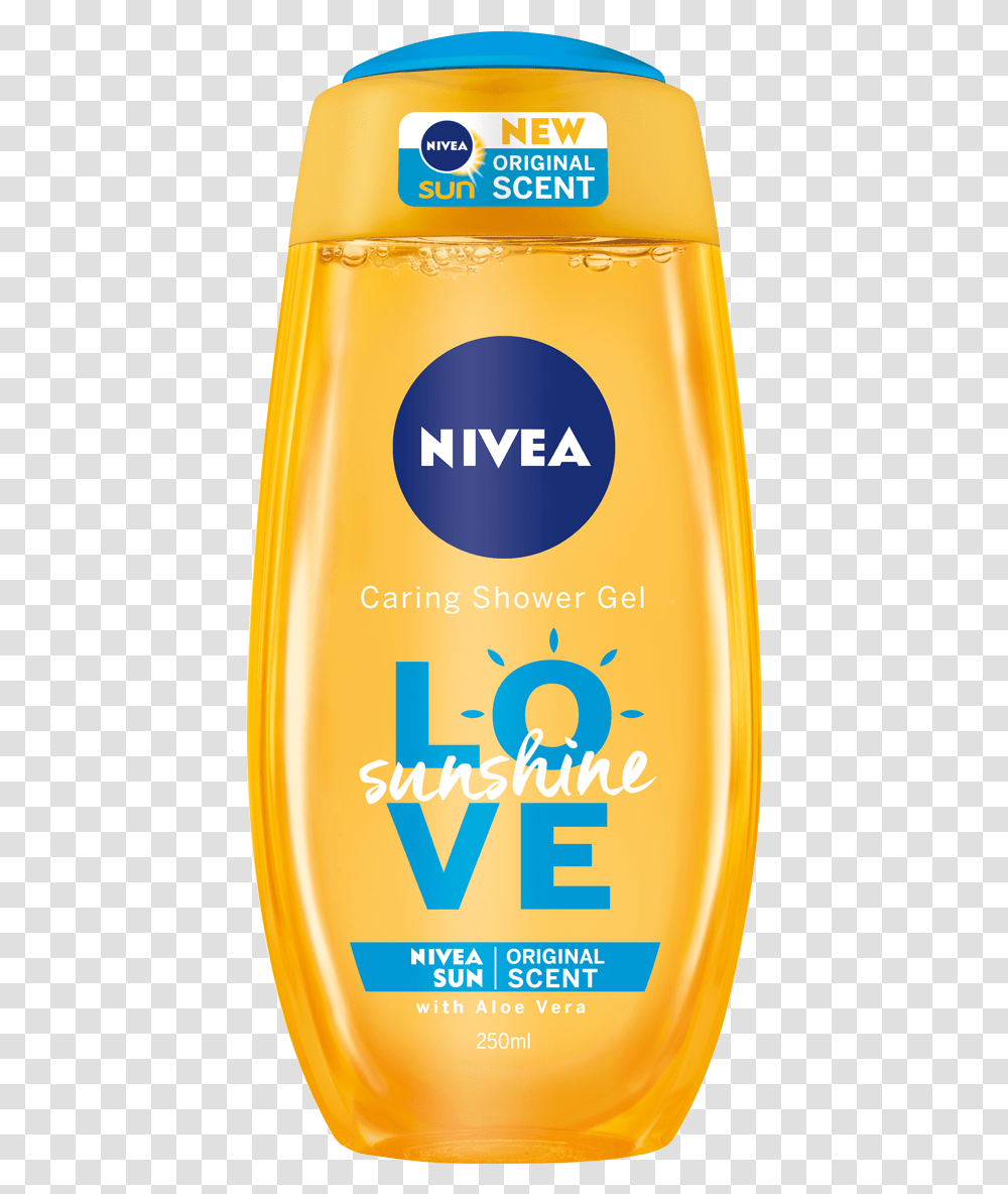 Nivea Sunshine Love Shower Gel Nivea Sun Showergel, Bottle, Shampoo, Cosmetics, Sunscreen Transparent Png