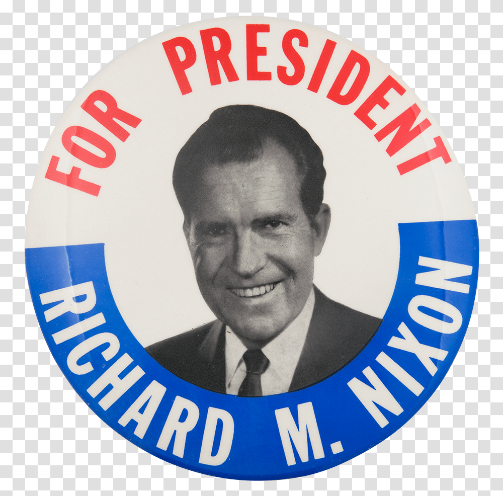 Nixon For President Political Button Museum Nixon, Logo, Trademark, Person Transparent Png
