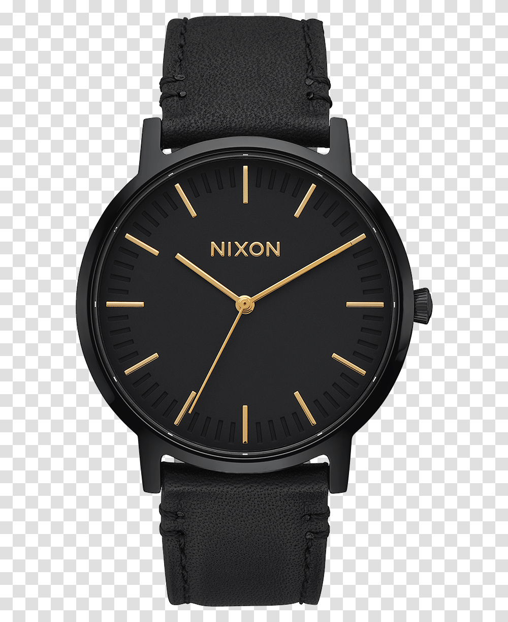 Nixon Porter Leather Black And Gold, Wristwatch Transparent Png