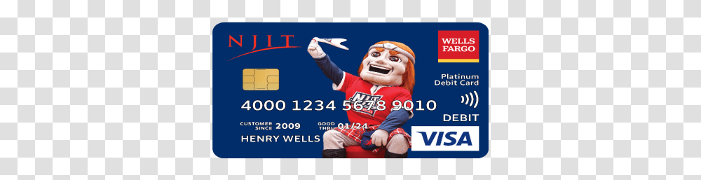 Njit Wells Fargo Card, Person, Human, Mascot, Performer Transparent Png