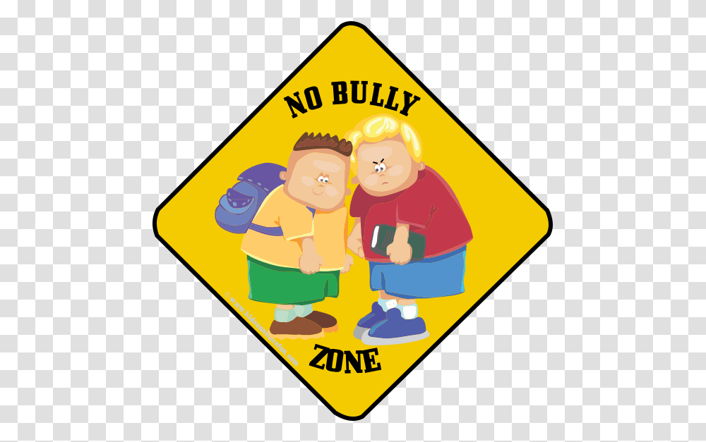 No Bully Zone Caution Poster No Bulling Bullying, Sign, Bus Stop Transparent Png