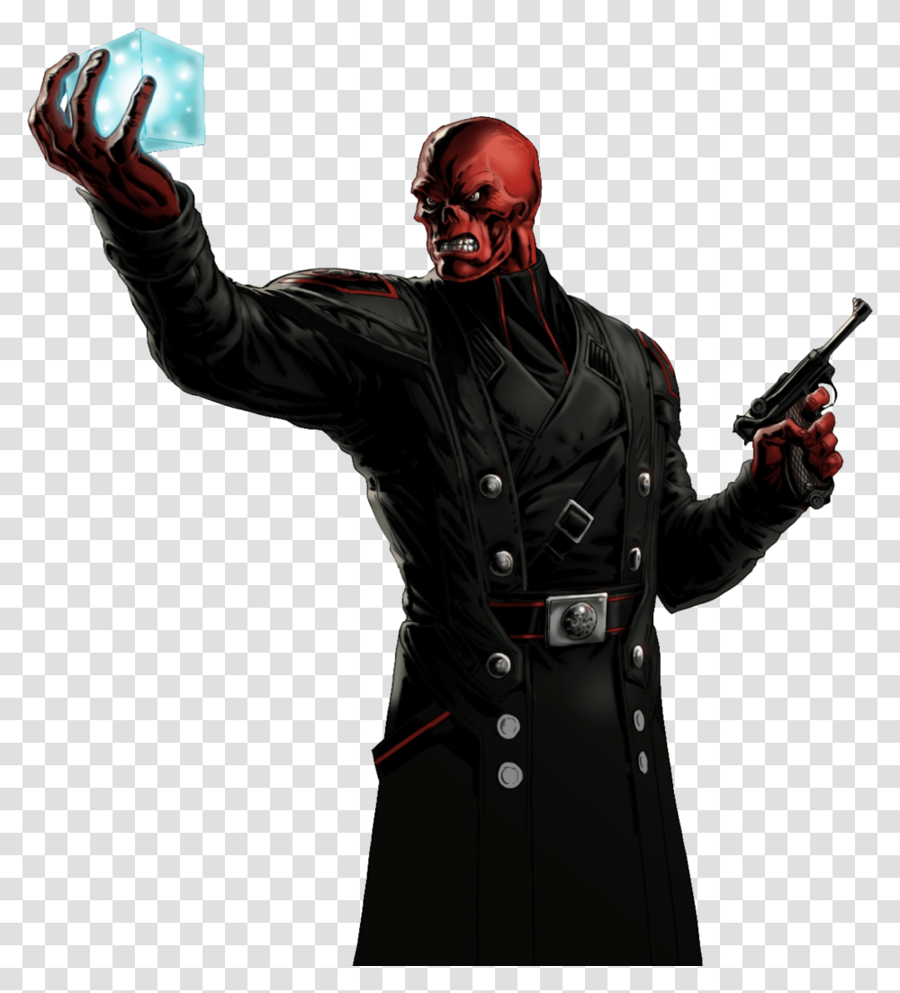 No Caption Provided Red Skull Marvel Avengers Alliance, Person, Weapon, Overcoat Transparent Png