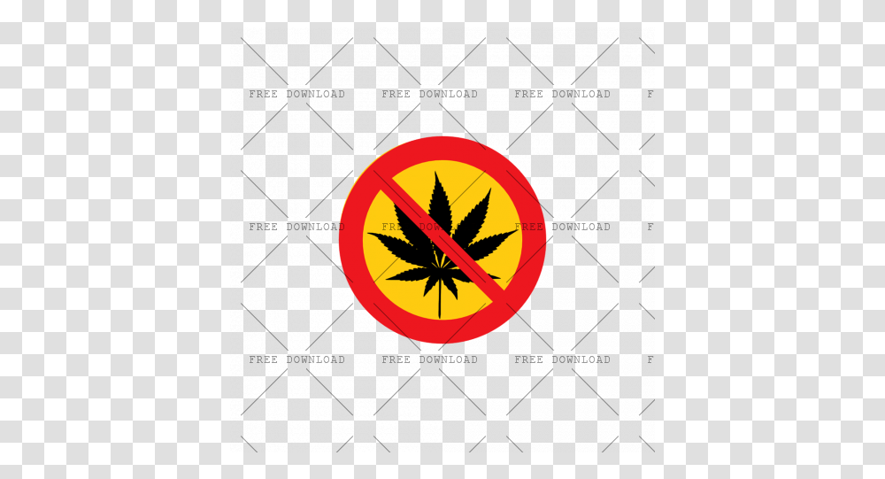 No Drugs Aw Image With Marijuana Leaf Crossed Out, Symbol, Plant, Logo, Clock Tower Transparent Png