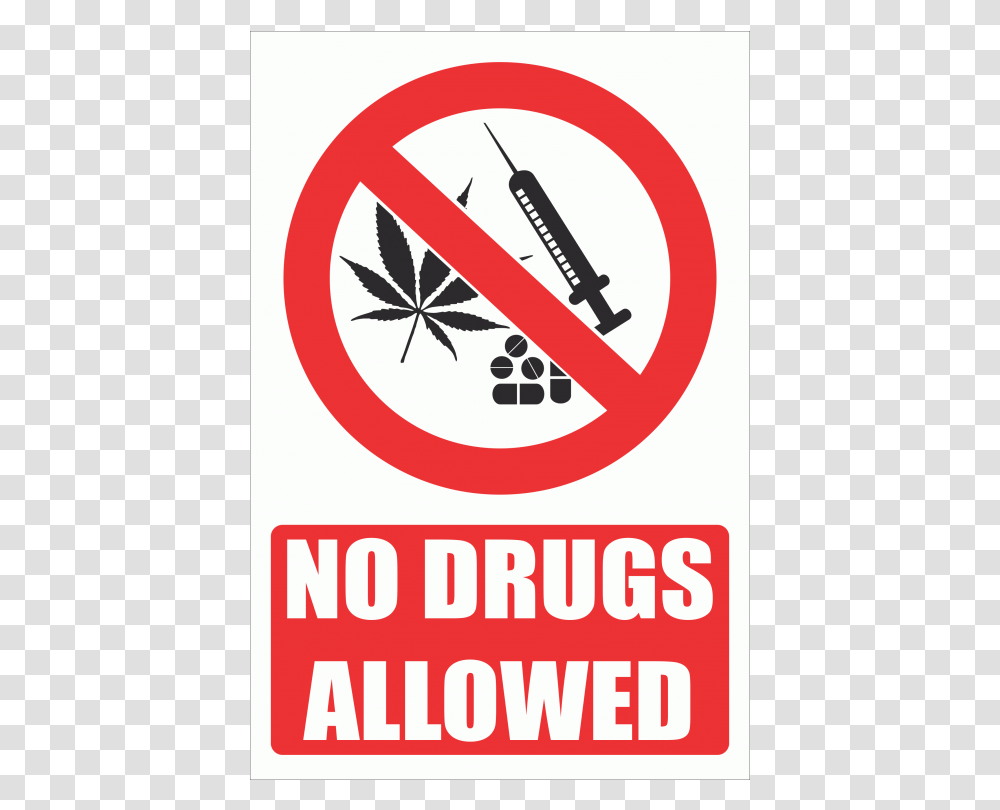 No Drugs Explanatory Safety Sign, Word, Arrow Transparent Png