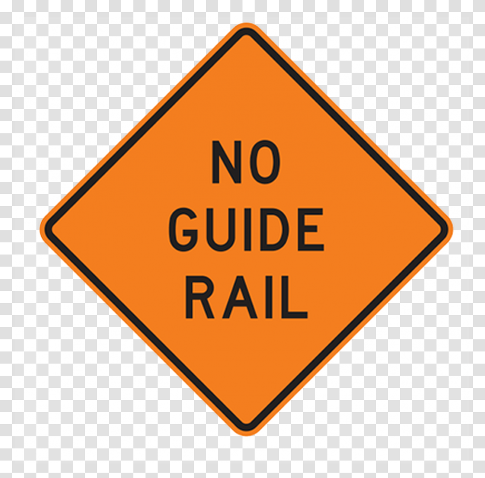 No Guide Rail Orange Warning Road Signs, Stopsign Transparent Png