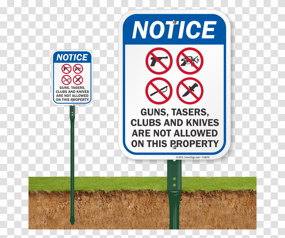 No Guns Tazers Clubs Amp Knives Sign Keep Dog Off Grass Signs, Road Sign Transparent Png