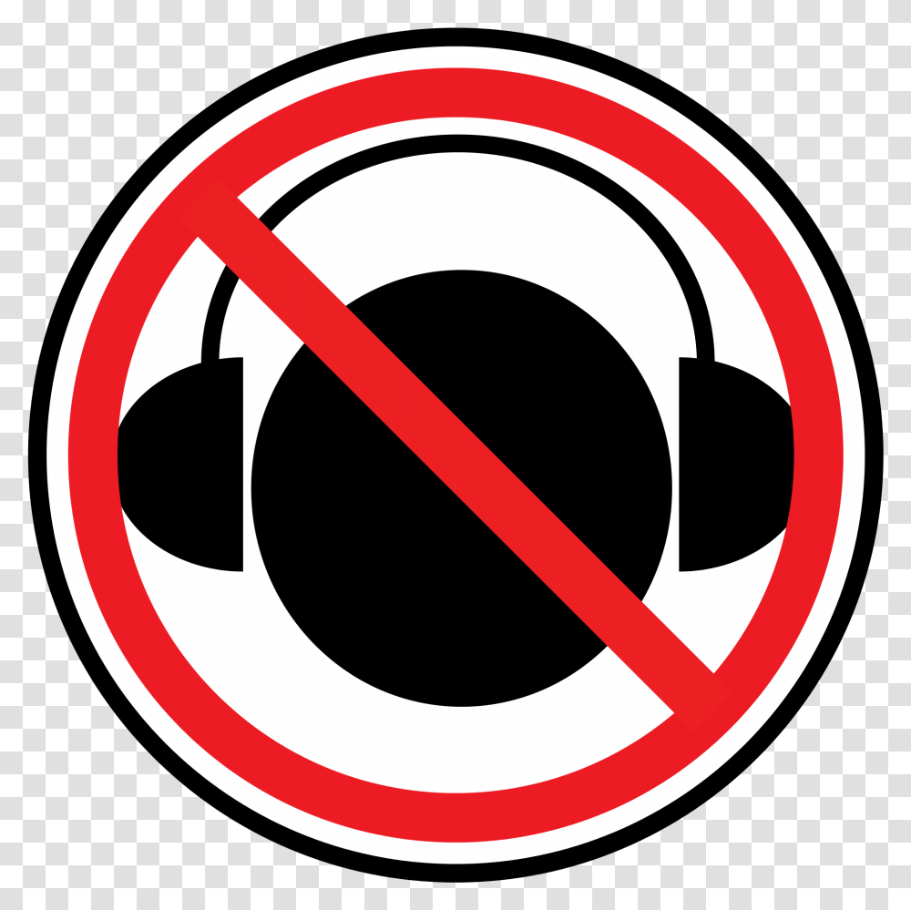 No Headphones While Working, Road Sign, Stopsign Transparent Png