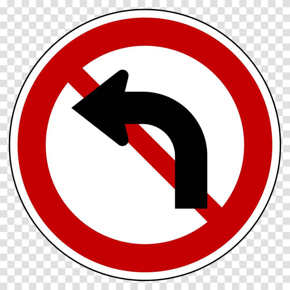 No Left Turn Road Sign, Stopsign Transparent Png