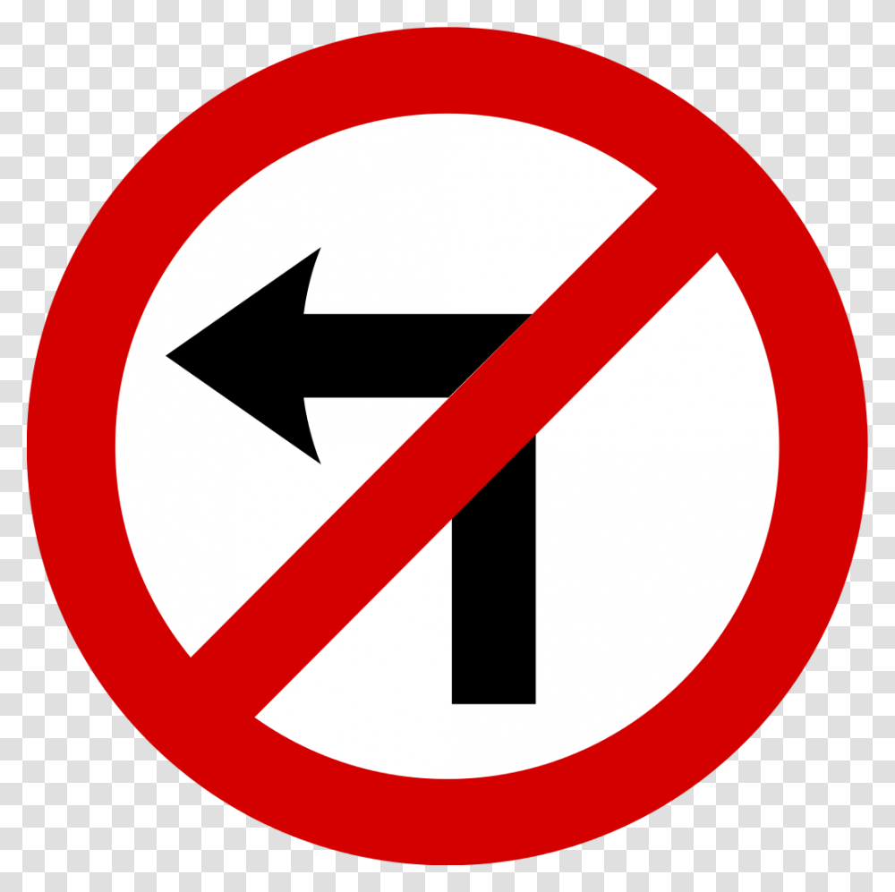 No Left Turn Traffic Sign, Road Sign, Stopsign Transparent Png
