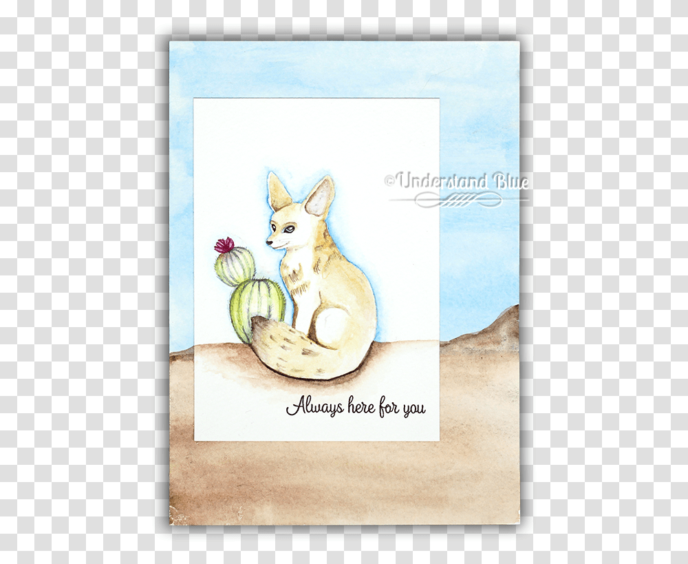 No Line Watercolor Fennec Fox By Understand Blue Illustration, Envelope, Cat, Mammal, Animal Transparent Png