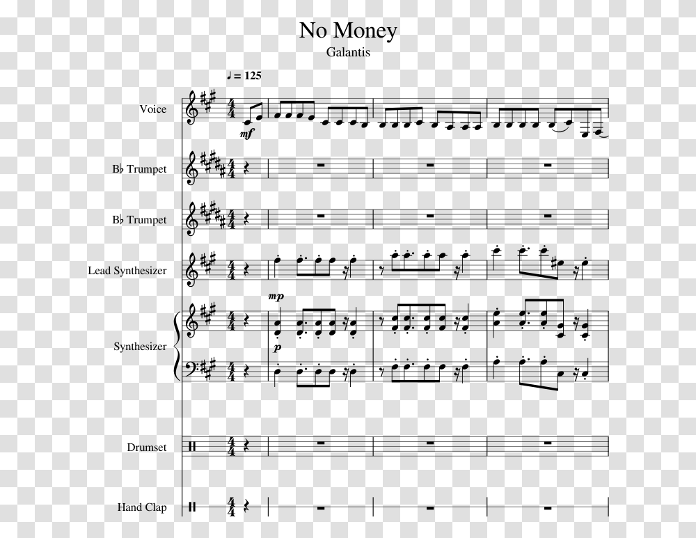 No Money Sheet Music 1 Of 33 Pages Sheet Music, Gray, World Of Warcraft Transparent Png