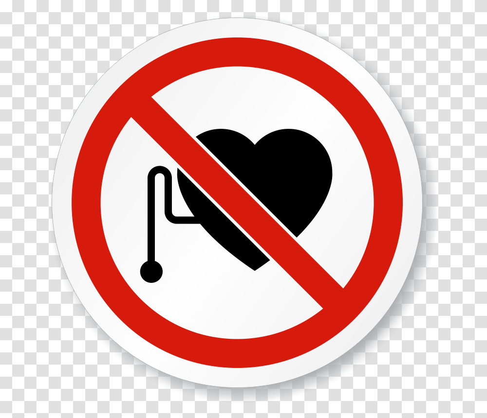 No Pacemakers Wearer Symbol Circle Iso Prohibition Caution Magnetic Field Sign, Road Sign, Stopsign Transparent Png