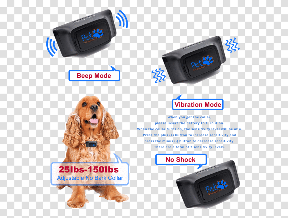 No Shock Humane Bark Control Collar For 25 150 Lb Cocker Spaniel, Dog, Pet, Canine, Animal Transparent Png