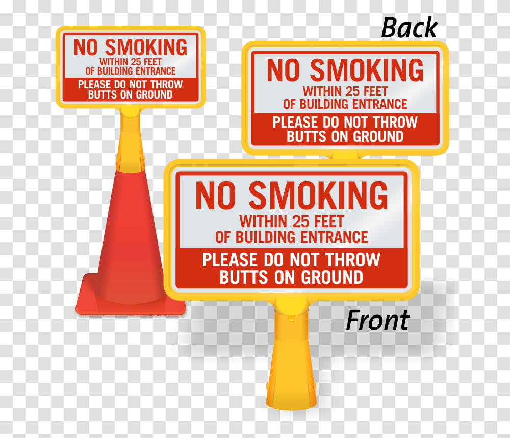 No Smoking Within 25 Feet Of Building Entrance Cone Sign Language, Symbol, Road Sign, Bus Stop, Text Transparent Png
