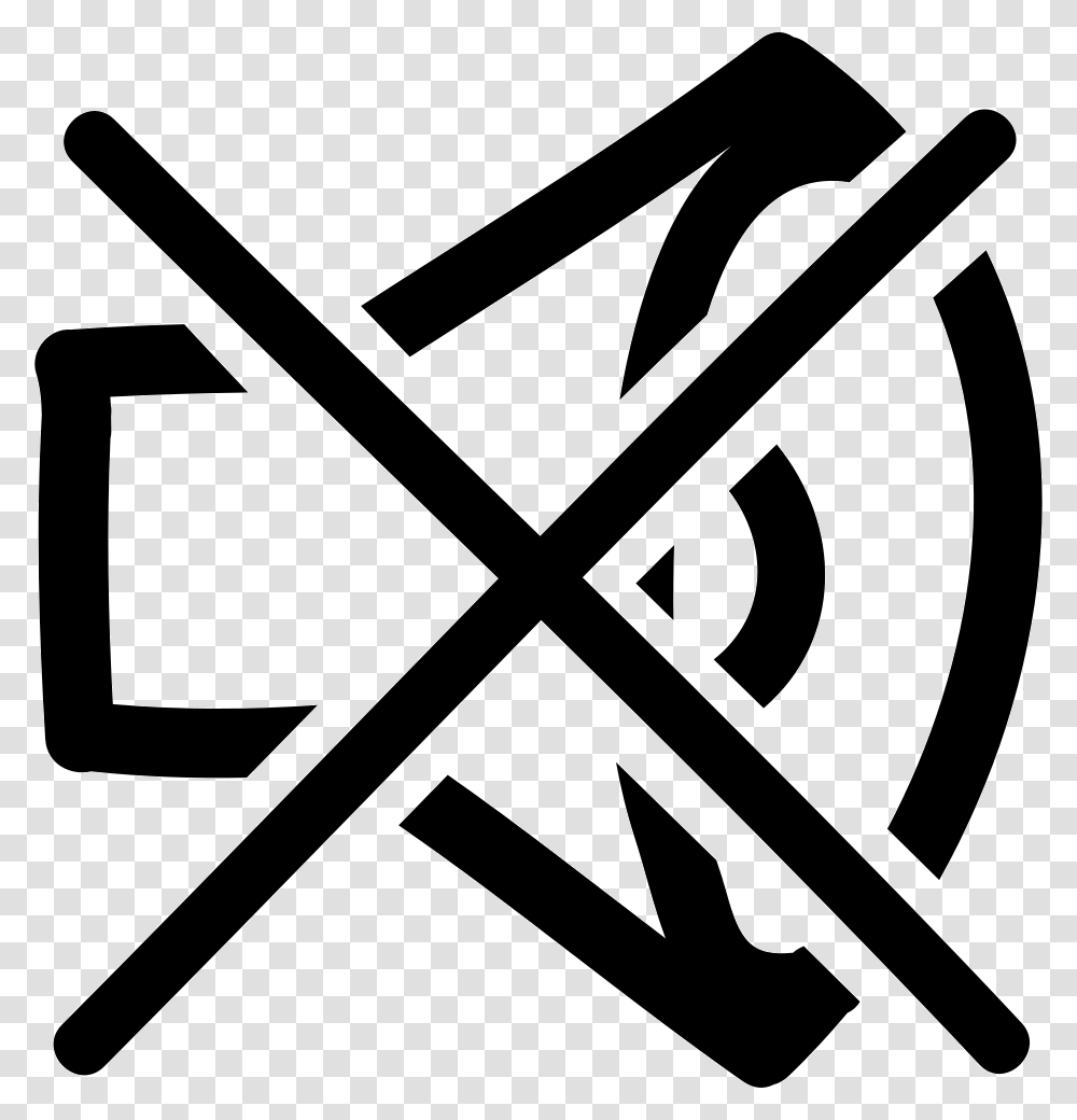 No Sound Hand Drawn Symbol Of A Speaker Outline With Simbolo No Sonido, Stencil, Arrow, Triangle, Logo Transparent Png