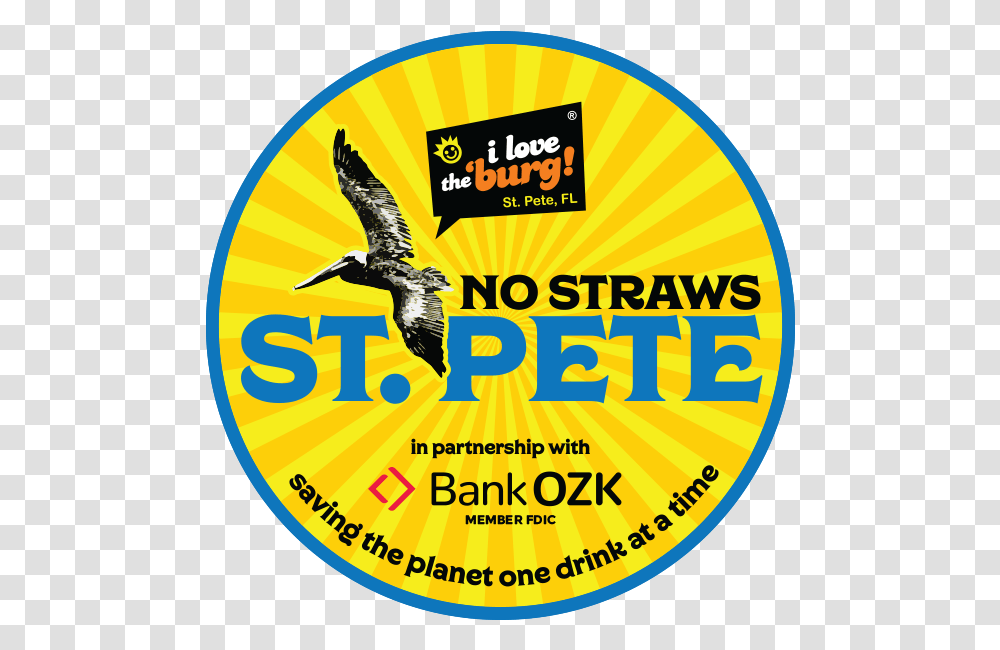 No Straws St Pete, Label, Bird, Animal Transparent Png