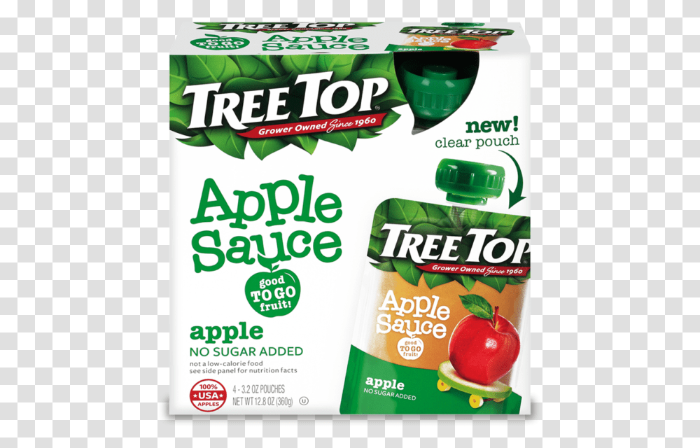 No Sugar Added Apple Sauce Tree Top Applesauce Pouch, Gum, Flyer, Poster, Paper Transparent Png