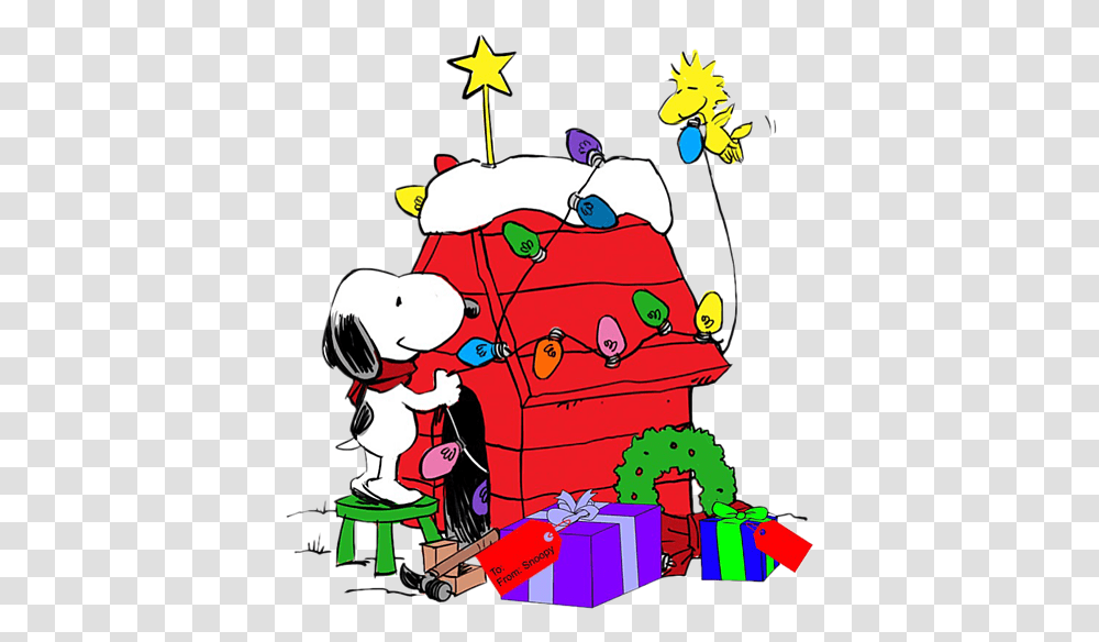 No Title Snoopy Christmas Dog House, Tree, Plant, Symbol, Gift Transparent Png